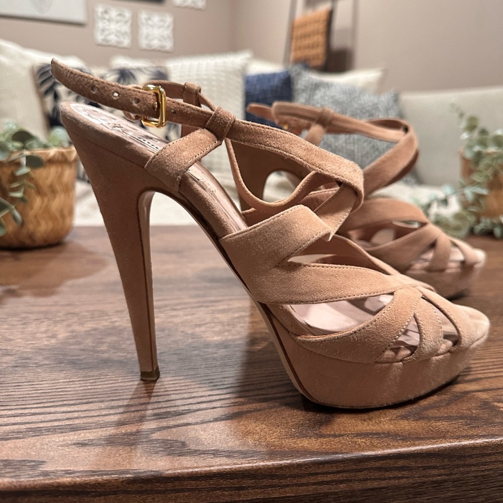 Miu Miu Elegant Tan Strappy Heels size 8.5